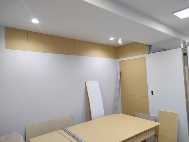 内装工事の様子(ボード張り)